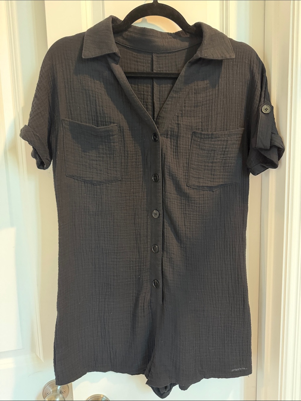 Classic Black Button-Front Women’s Romper